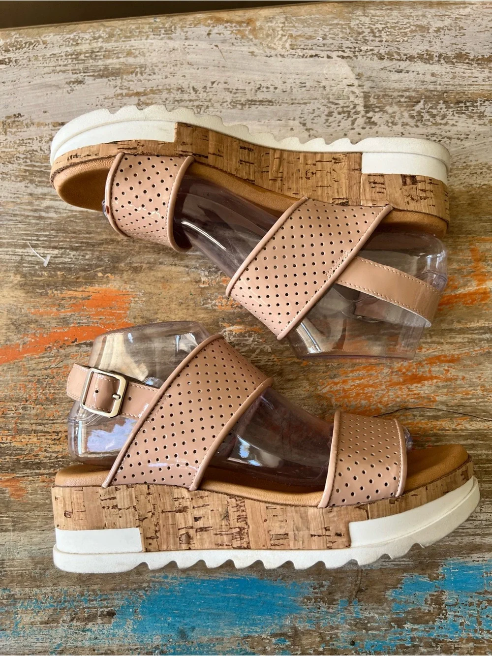 Piampiani Blush Pink Perforated Sandals Size 39/8 1/2